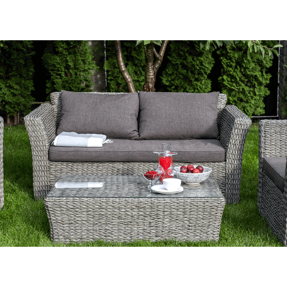 КАПУЧИНО, плетеный журнальный столик (графит (гиацинт))