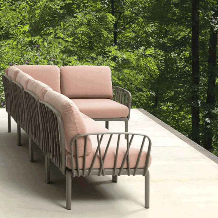 KOMODO 5, диван угловой (tortota/тортора, подушка текстиль розовый)